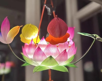 20cmCenturies of heritage, handmade lanterns,pink Lotus lantern, Qinhuai lantern,Mid-Autumn Festival gift