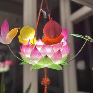 20cmCenturies of heritage, handmade lanterns,pink Lotus lantern, Qinhuai lantern,Mid-Autumn Festival gift