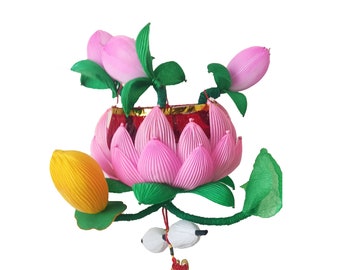 20cmCenturies of heritage, handmade lanterns,pink Lotus lantern, Qinhuai lantern,Mid-Autumn Festival gift