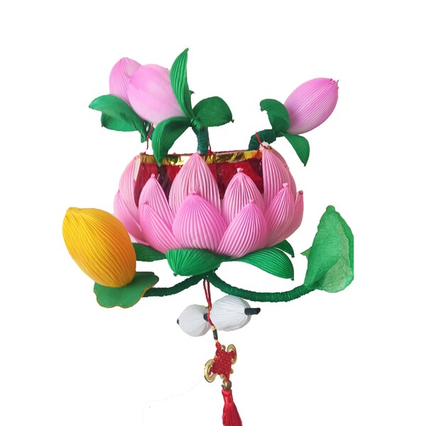 20cmCenturies of heritage, handmade lanterns,pink Lotus lantern, Qinhuai lantern,Mid-Autumn Festival gift