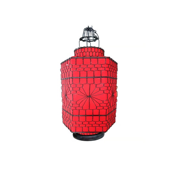 Handcrafted Chinese Palace Lantern, Wrought Iron, Custom Red Lantern