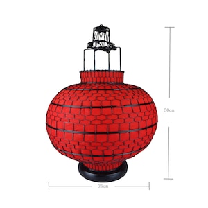 Handcrafted Chinese Palace Lantern, Wrought Iron, Red