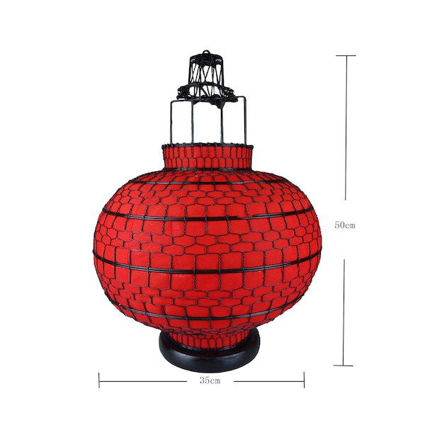 Handcrafted Chinese Palace Lantern, Wrought Iron, Red