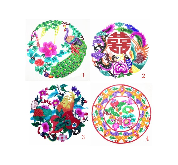 Chinese Paper Cutting Art (4pcs) | Handmade Folk Decor | Intangible Heritage Gift