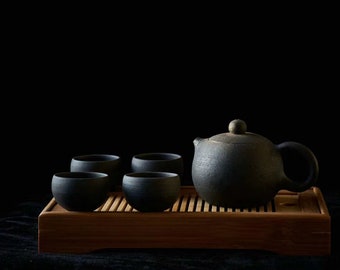 1000-year-old craft tea set, original ecological tea set, breathing tea set, black sandstone tea set, healthy tea set