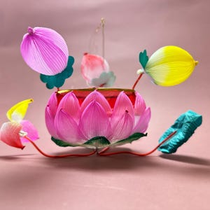 Regalo per la festa di metà autunno, secoli di tradizione, lanterne fatte a mano, lanterna rosa Lotus, lanterna Qinhuai