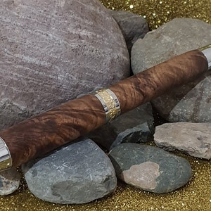 Fountain Pen - Natural Wood - Sandalwood Tree - Chrome Color Handmade - King Model