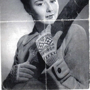 PDF download Vintage Knitting Pattern - Bestway 617 - lady&#39;s fairisle gloves - fair-isle winter