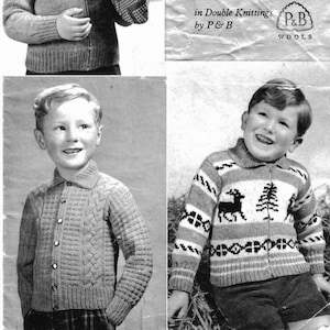 PDF download Vintage Knitting Pattern - P & B 784 - Lumber jacket Canadian design, zip jacket with collar, jacket with cable panel