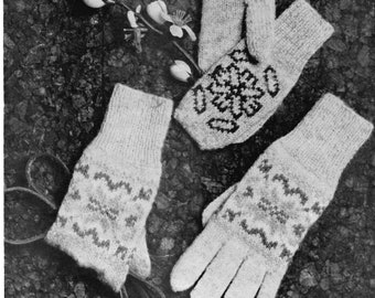 PDF download Vintage Knitting Pattern - Broraspun 509 - children's gloves, fingerless mitts and mittens - fairisle sanquhar