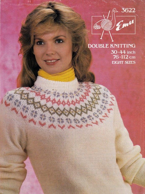 Pull islandais avec empiècement fairisle taille femme 30 à 44