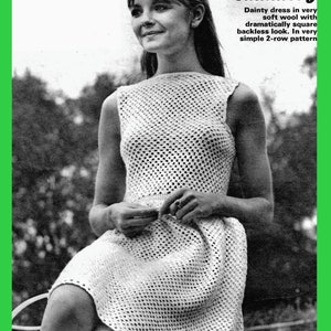 Mönster till virkad klänning i vintagestil för damer - rygglös look för bröstvidd 89 cm - 3-trådigt garn - PDF-nedladdning - sommar - solklänning