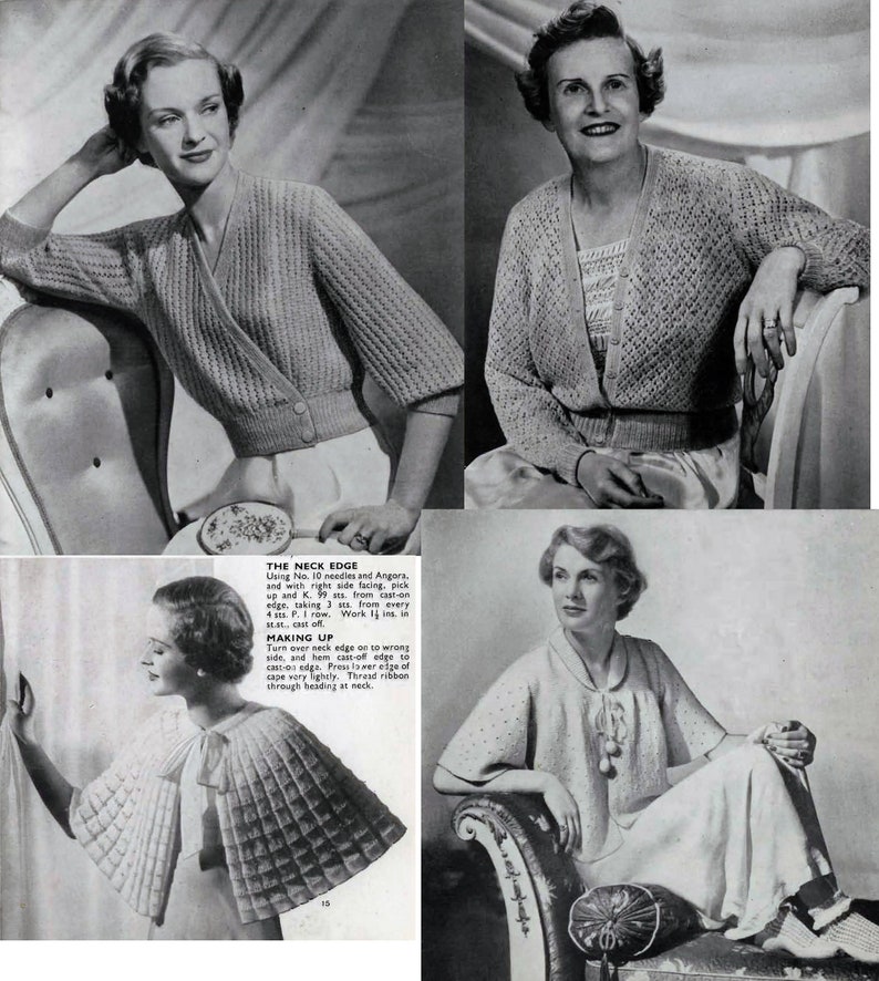 BARGAIN 4 Vintage Lady's Bed Jacket Knitting Patterns PDF Download
