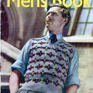 PDF download Vintage Knitting Pattern - Stitchcraft Mens Book - Fair-isle tanktop, sweater, gloves, cable stitch pullover, Forces mittens