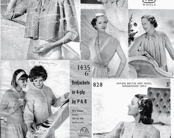 SCHNÄPPCHEN!!! 4 Vintage Strickanleitungen für Damen Bettjacken - PDF download - Patons 988 P und B 678 828 1435 - Cardigan Lace Bettsocken