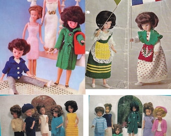SCHNÄPPCHEN!! 3 PDF Vintage Puppen Kleidung Strickmuster Italien Frankreich Kostüm Kleid Mantel Bluse Schal Sport Set