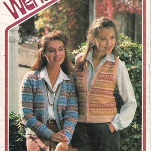 Patrón de tejido vintage Wendy 1949 - Descarga en PDF - Chaleco y cárdigan Fairisle - Fair-isle nórdico - 4 capas