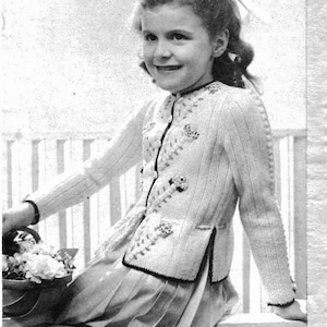 Scarica il PDF Vintage Knitting Pattern - P & B 912 - giacca ricamata per bambini - stile tirolese - filato a maglia doppia