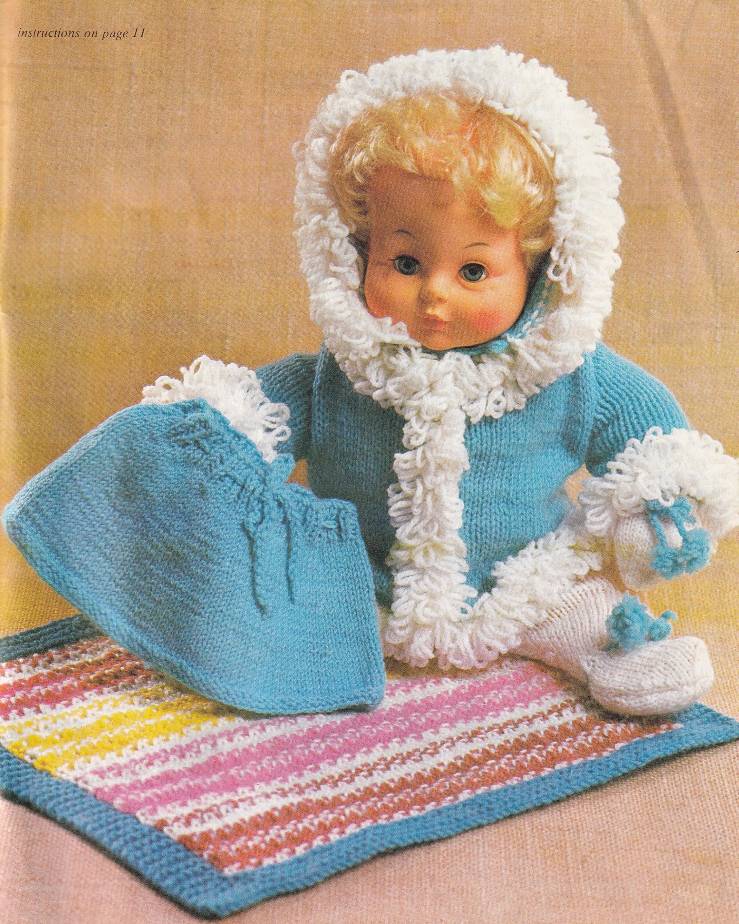 BARGAIN 3 PDF Vintage Dolls Clothes Knitting Pattern Dress Knickers Bootees Jumpsuit