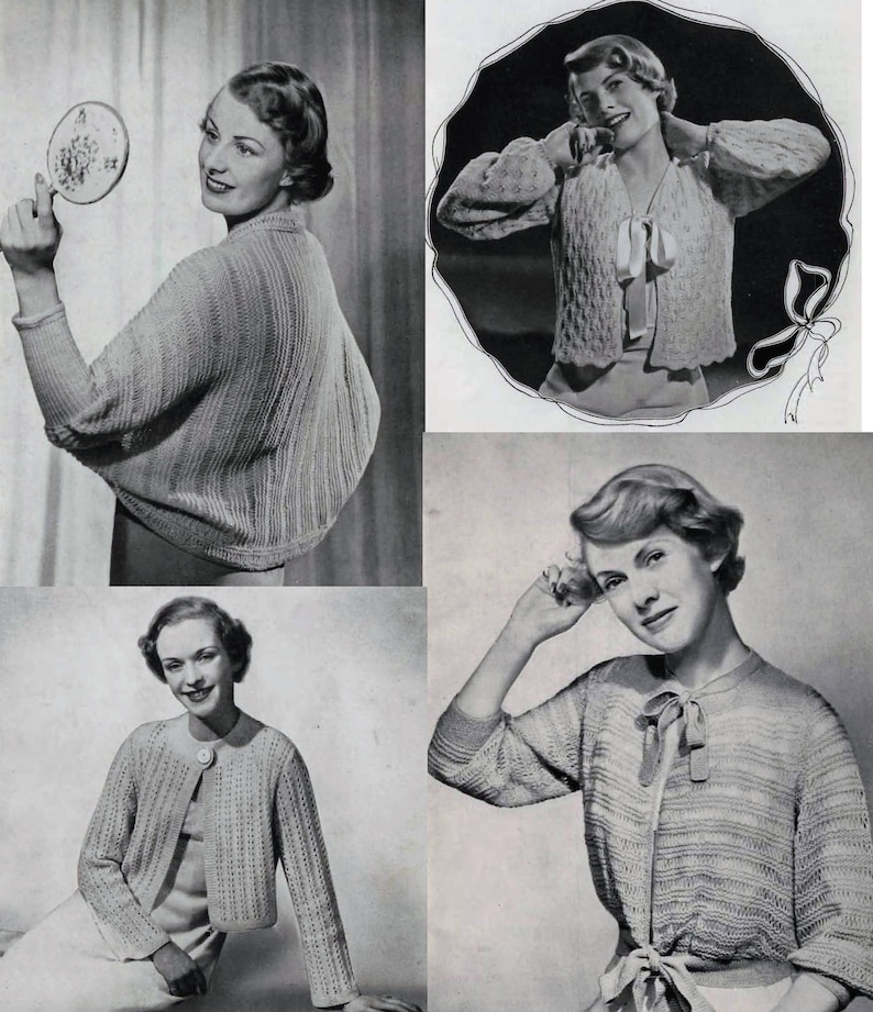 BARGAIN 4 Vintage Lady's Bed Jacket Knitting Patterns PDF Download