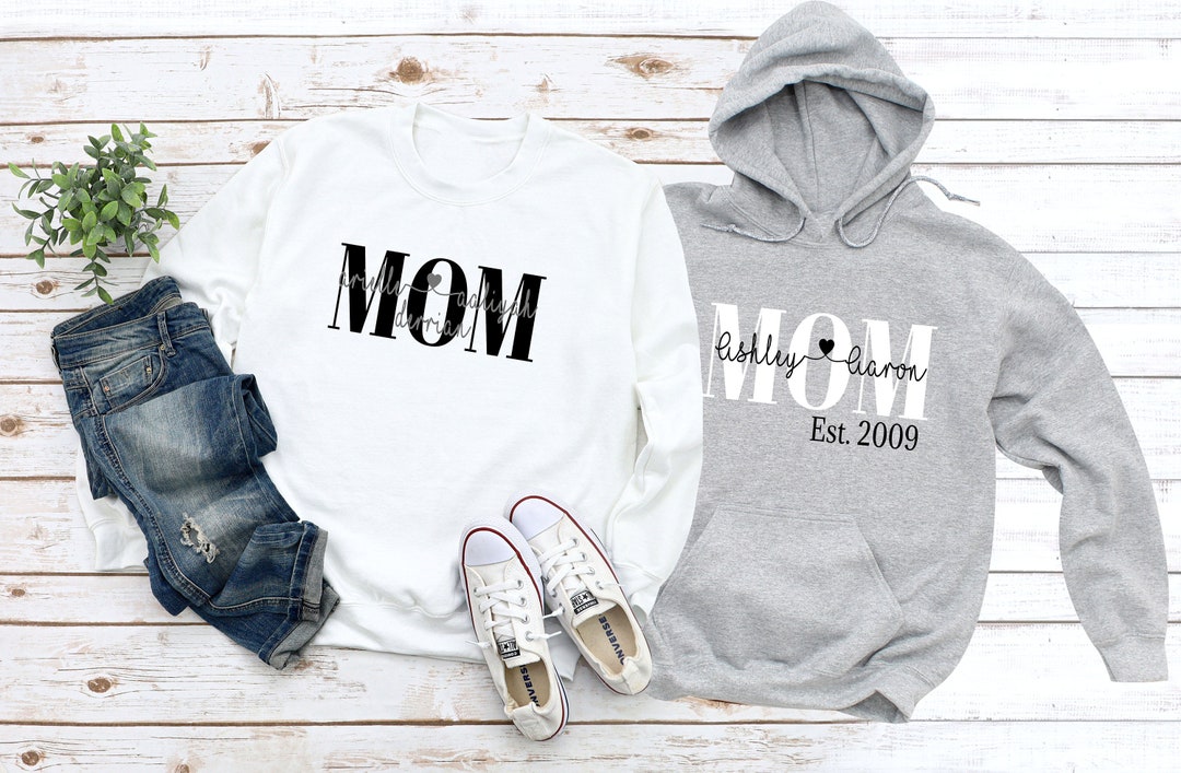 Mom Est Sweatshirt Custom Mom Sweatshirt Kids Names Mom - Etsy