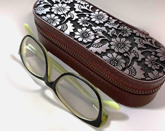 Carved Wood Eyeglass Case: Handmade Leather Glasses Holder
