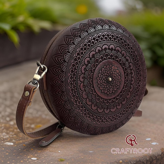 Buy Handmade Round Shape Wood and Leather With Zipper Bag Round Crossbody Bag Retro Shoulder Bag Leather Strap Wooden Bag Vintage Wooden Bag Online in India Etsy
