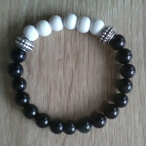 Bracelet de perles naturelles obsidienne noire