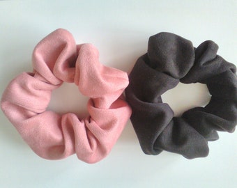 Chouchou cheveux velours noir et bois de rose