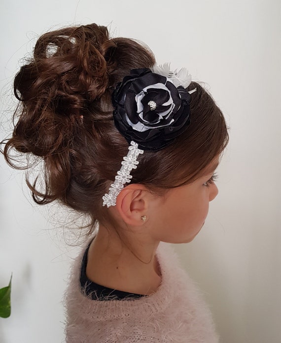 Head Tights Crown Tiara Flower Girl Black And White Child Girl