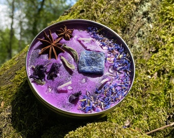 BIG Intuition Candle with Sodalit/Divination Crystal Candle/vegan/soy wax/scented candle