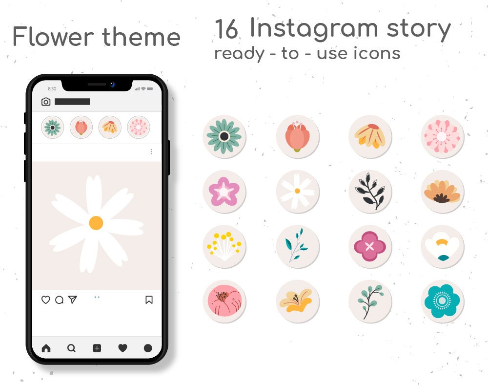 16 Floral Hightlight Covers Flower Instagram icons Etsy