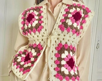 Granny Crochet Vest PDF – Pattern + Video Tutorial | Retro 70s Style Crochet Vest Digital Pattern | S–XXL | Spanish & English