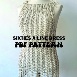 Vintage 60s Inspired A-Line Crochet Dress PDF Pattern – Bilingual English & Spanish, Beginner-Friendly, Sizes XS-XXXL
