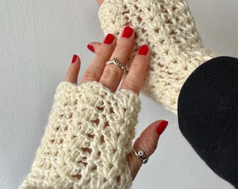 PDF Pattern Easy Crochet Fingerless Gloves | Lacy Mittens for Beginners | Quick & Cozy vintage inspired | Step-by-Step Tutorial + Video