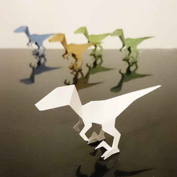 Pack of Raptors to download - Papercraft in colors or coloring