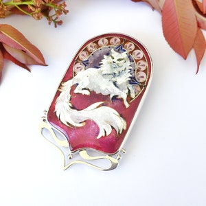 Art Nouveau Cat Charms Necklace Pin Elegant Gift for Cat Lovers zdjęcie 3