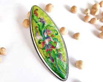 Flower art Jewelry sweet pea necklace Cloisonne enamel charm pendant jewelry