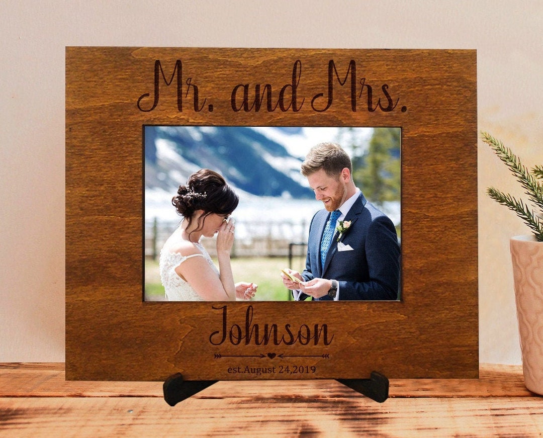 Personalized Wedding Photo Frame Newlywed Gift Custom Wedding Etsy