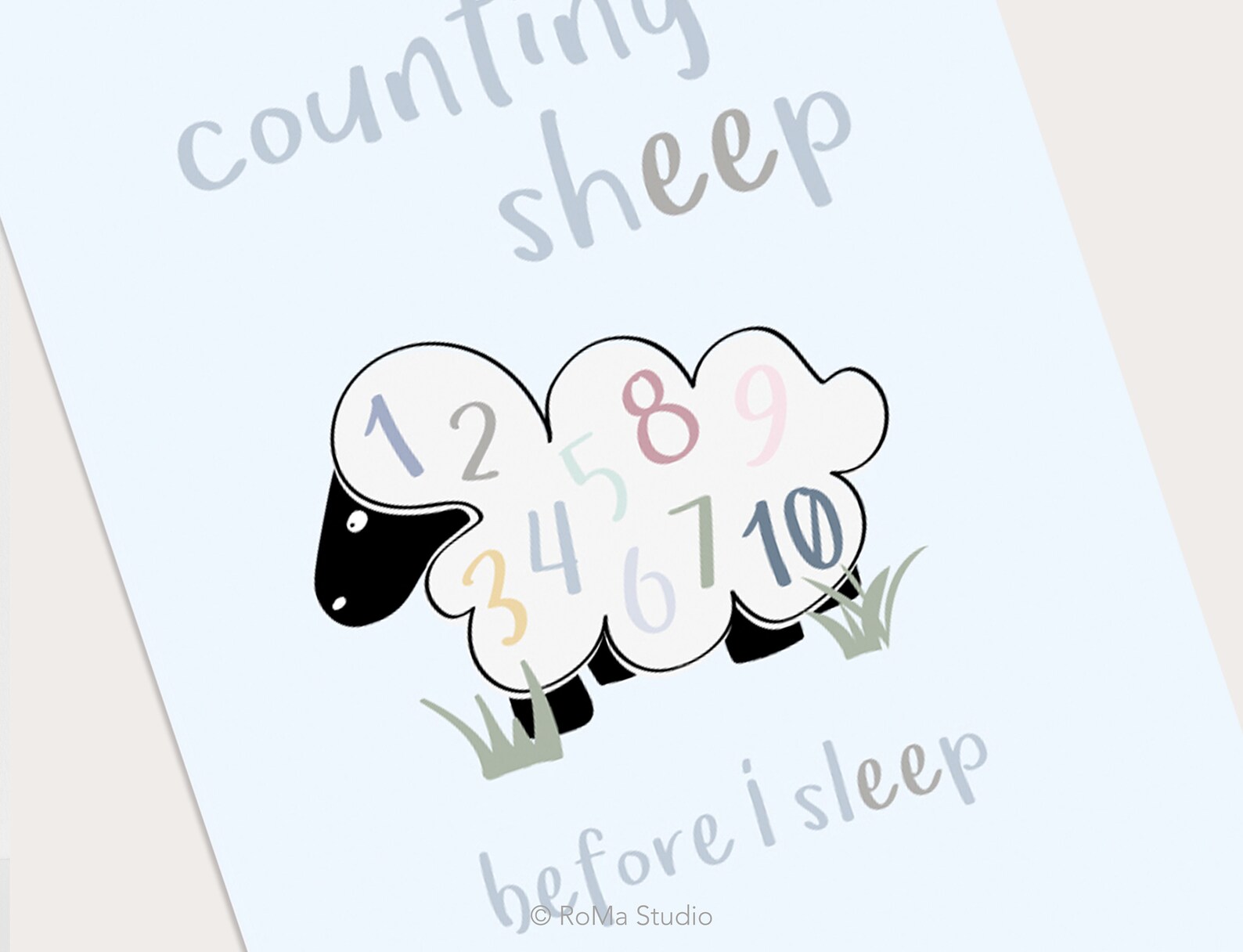 Counting sheep nursery print. Numbers wall art. Baby boy Etsy