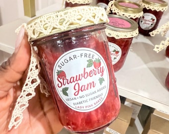 Sugar Free Strawberry Jam  – Small-Batch, Natural Fruit Jam in Glass Bottle