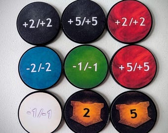 Custom MTG Ability & Counter Tokens – Acrylic Markers – 25mm Double-Sided Token Set