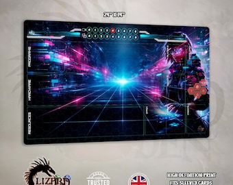 Android Netrunner Runner Playmat – Cyberpunk Hacker Desk Mat, 3mm Neoprene