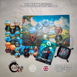 Hexcrawl Solo RPG Kit – Acrylic Hex Tiles, Neoprene Map & 4-Dice Oracle System - Exploration Set