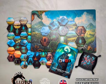 Hexcrawl Solo RPG Kit - Acryl Hex Tiles, Neopren-Karte & 4-Würfel Orakel System - Erkundungsset