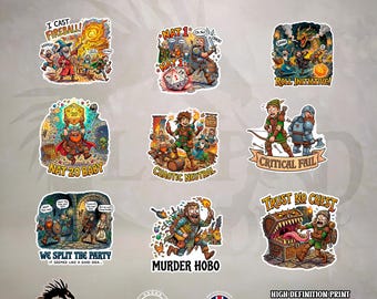 Funny DND Vinyl Stickers - Tabletop Gamer Gift - Waterproof Decals - RPG Stickers