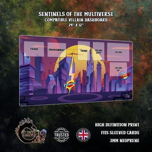 Alfombrilla de juego compatible con villanos de Sentinels of the multiverse