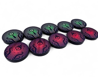 Arkham Horror LKG Token - Clue & Doom Acrylic Markers - Doppelseitiges 20 mm Token-Set