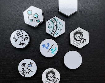 Acryl trocken abwischbare Token - 1 Zoll - Wiederverwendbare RPG- und Brettspieltoken - DnD-Zubehör