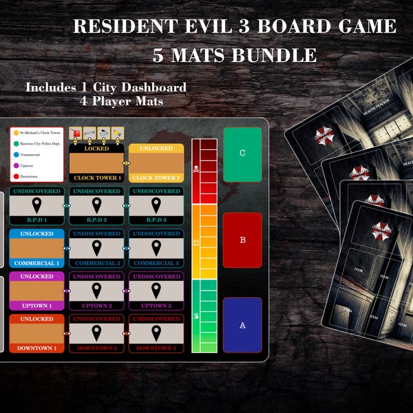 Ensemble de tapis de jeu compatible avec le jeu de société Resident Evil 3